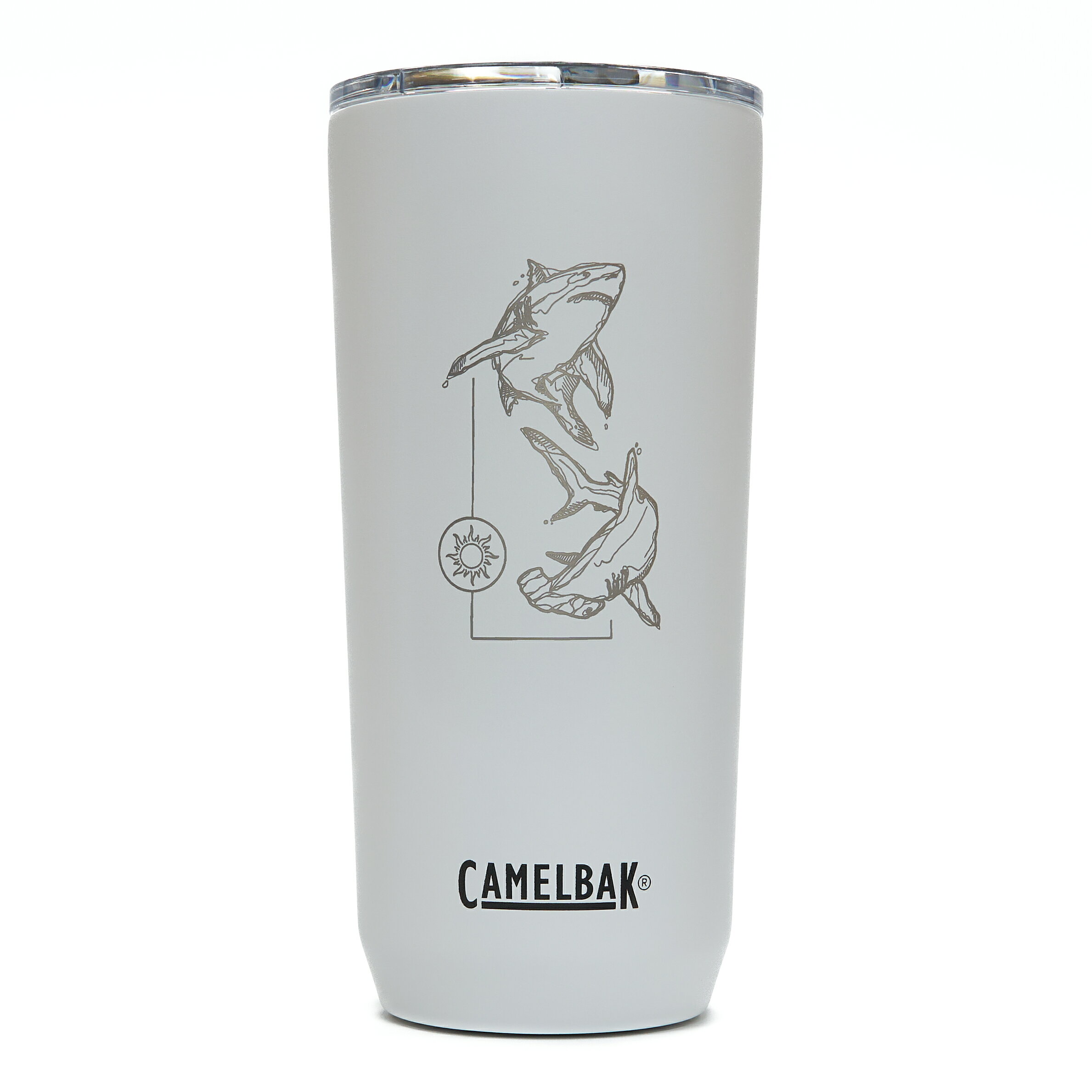 【【蘋果戶外】】Camelbak 限量-海洋質感生活 白 鯊魚 Tumbler【600ml】不鏽鋼雙層保溫杯 保冰可機洗 18/8不鏽鋼