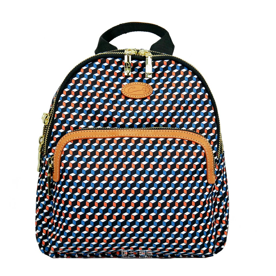 BONNIE CATS 多夾層小後背包 雙肩後背包 休閒後背包 小後背 01SJ3086 幾何圖形