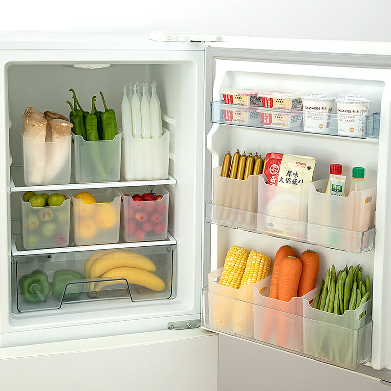 冰箱收納盒 透明收納盒 儲物盒 冰箱側門收納盒分裝整理神器內側保鮮食品級側面儲物門上盒子廚房『xy16123』