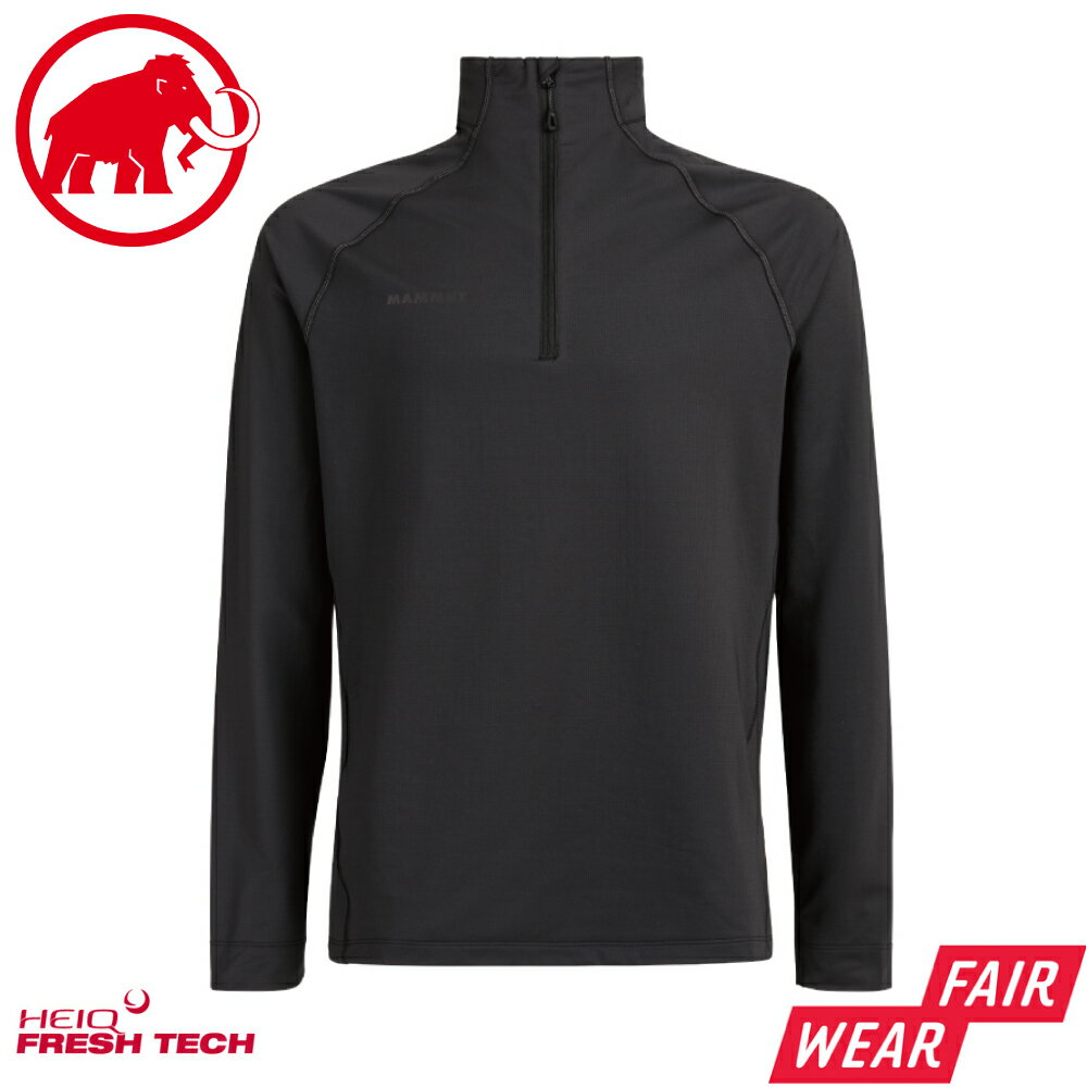 【MAMMUT 長毛象 男 Snow ML Half Zip Pull長袖立領排汗衣《黑》】1014-02400