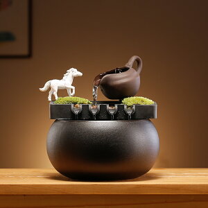 新中式陶瓷馬到成功創意風水招財辦公客廳家居桌面裝飾流水擺件
