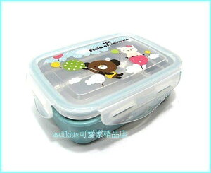 asdfkitty可愛家☆摩卡熊玫瑰豬防燙不鏽鋼方形便當盒-樂扣型-保鮮盒-韓國製