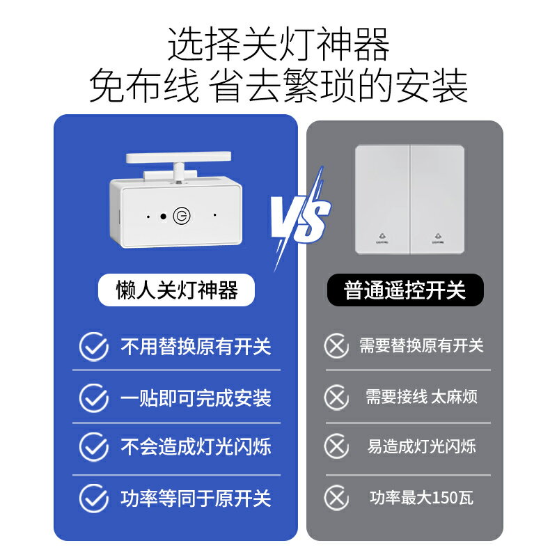 關燈神器 自動開關燈 遙控控制器 無線智能開關 宿舍床邊用 遠端照明輔助