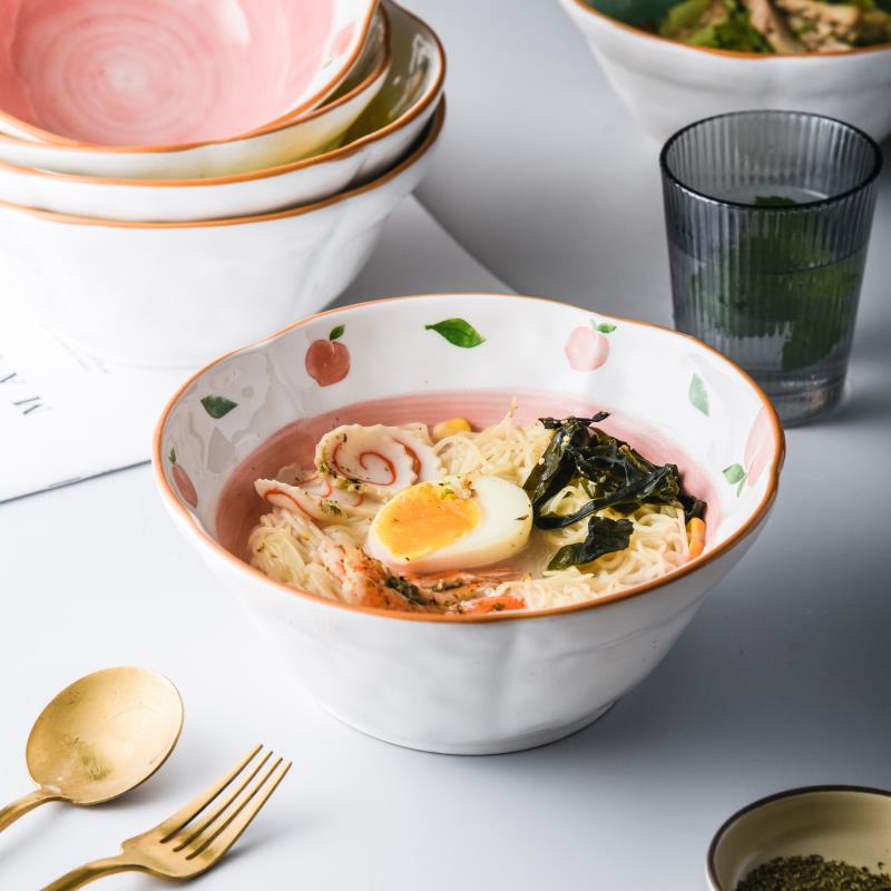 樂芙漢莎日式家用碗盤餐具陶瓷飯碗單個簡約大號湯碗清新創意面碗
