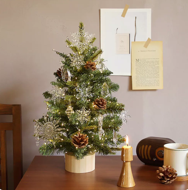 聖誕樹 聖誕節裝飾品新款桌面發光ins綠色小型聖誕樹擺件禮物diy裝飾