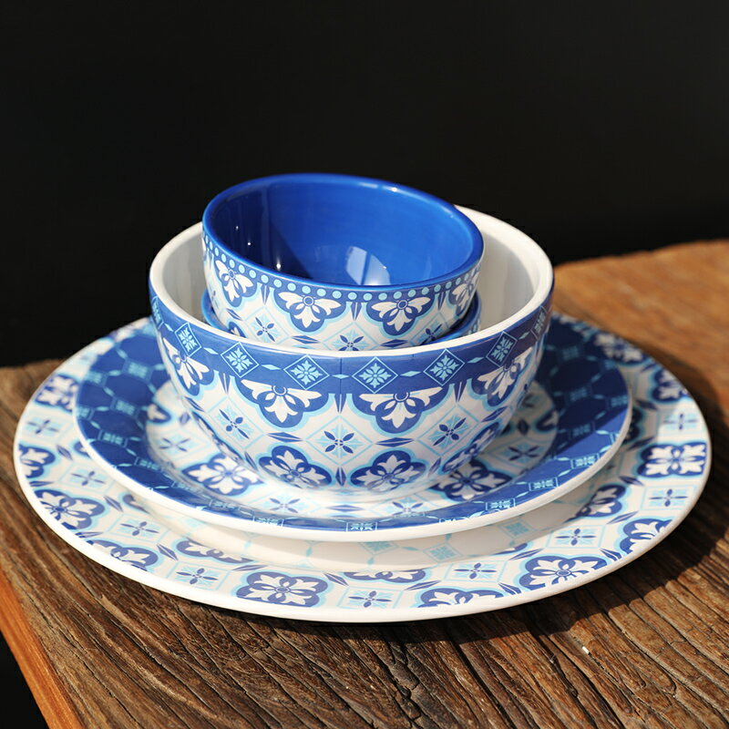 復古日式和風餐具陶瓷碗盤家用菜盤圓形牛排盤米飯碗水煮拉面碗