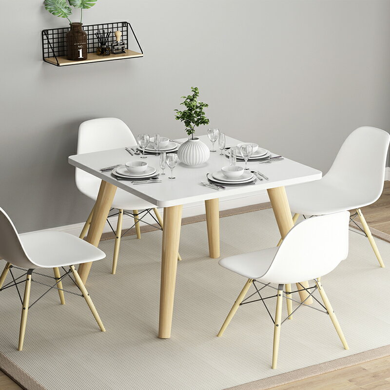 餐桌簡約現代家用小戶型46人餐桌椅組合簡易北歐客廳飯桌小方桌【優妮好貨】