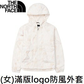 [ THE NORTH FACE ] 女 滿版logo防風外套 米白 / NF0A7QSH8Q3