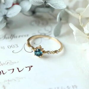 歐美系若?錦日系輕奢時尚倫敦藍托帕石戒指ins925純銀鍍金女植物