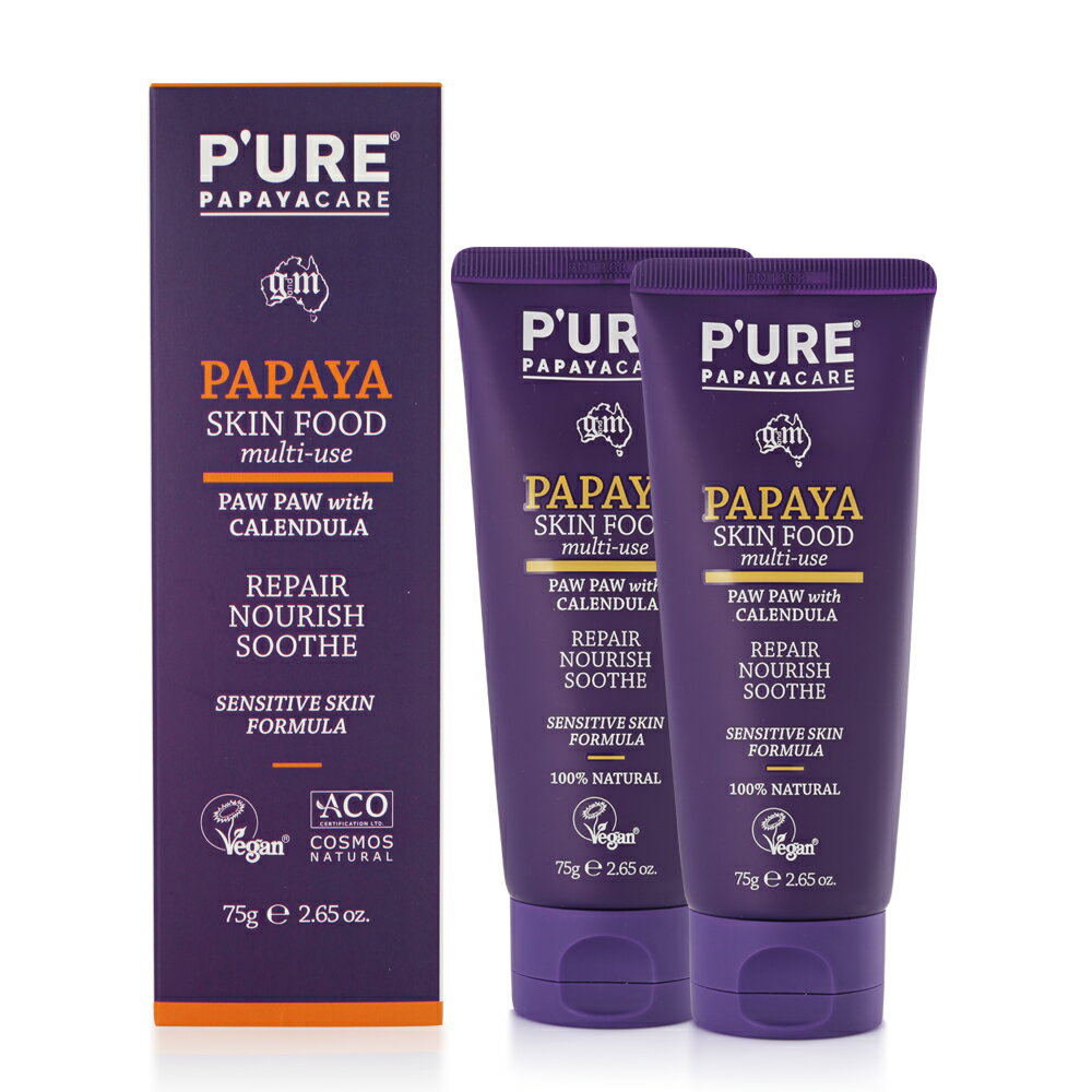 【澳洲 Pure Papayacare-即期品】木瓜軟膏含金盞花 2024年2月到期(2入組 75g/條)