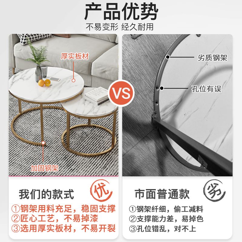 【最低價】【公司貨】茶幾客廳家用圓桌小型簡約現代輕奢沙發邊幾邊桌角幾茶幾桌子陽臺 2