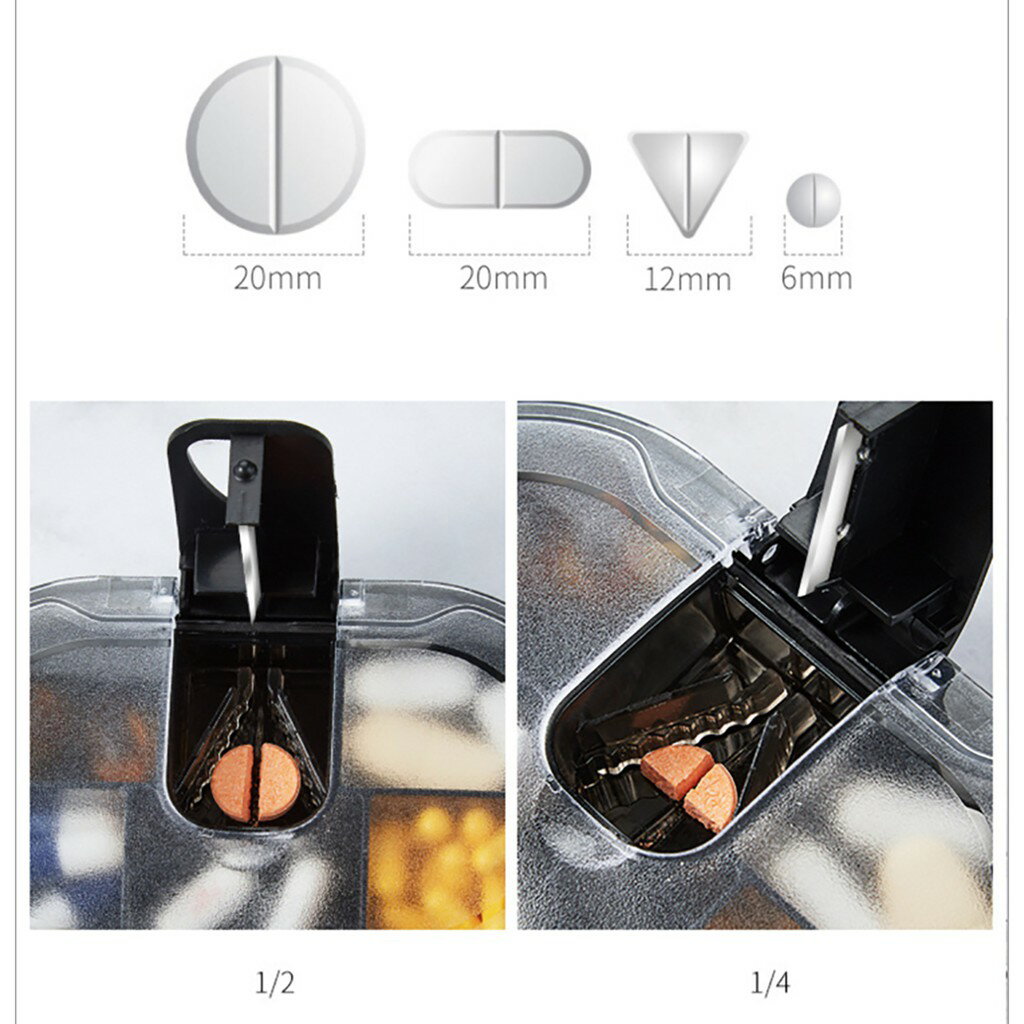 ISONA 日本Worldlife 食品級PP材質二合一兩用藥品藥丸膠囊收納盒 切藥器 防水藥盒 5