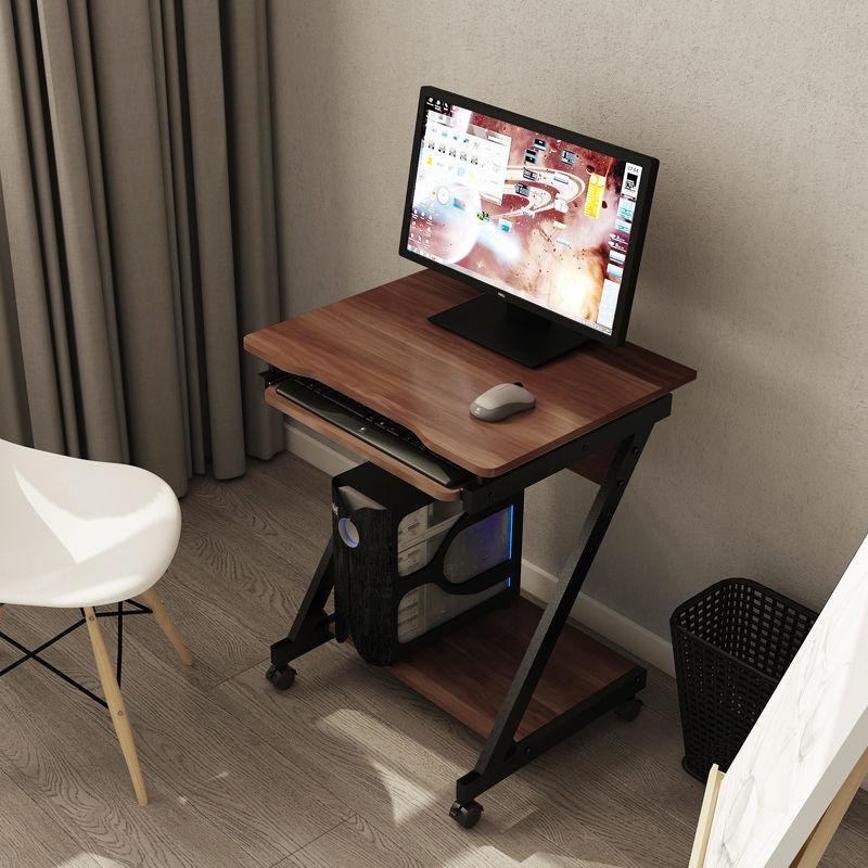 移動電腦桌 電腦桌臺式家用小戶型臥室窄小床邊可移動簡易辦公出租屋實木60cm