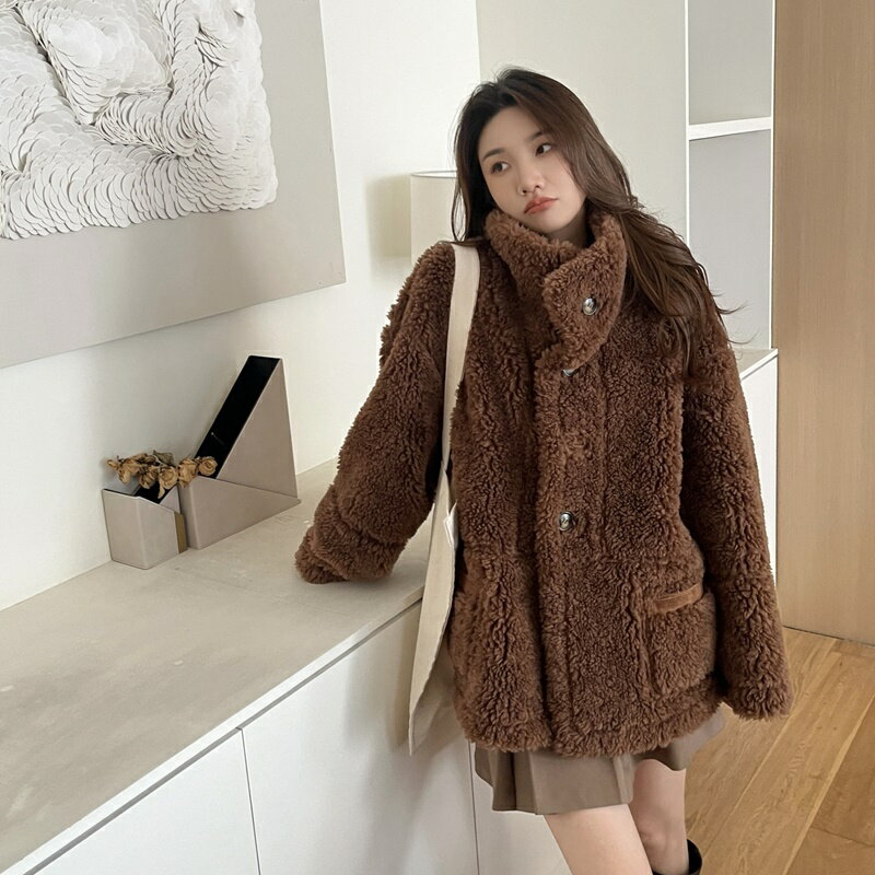 【巴黎精品】羊羔毛外套皮草大衣-兩面穿皮毛一 體麂皮絨女外套a1iu36