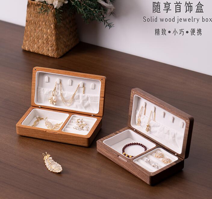 一木一慕實木首飾盒項錬戒指收納盒高檔精緻小號飾品盒旅行便攜 雙11全館免運