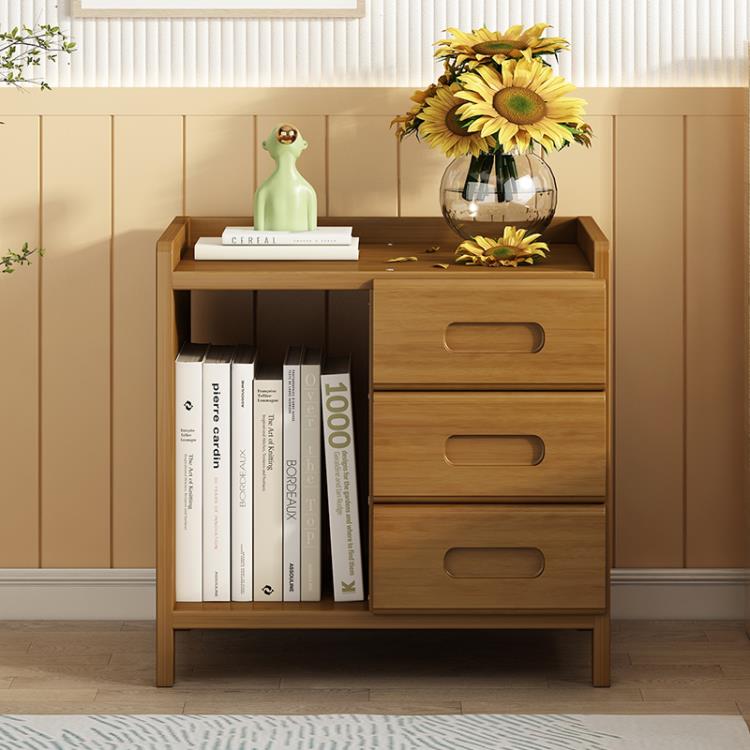 床頭櫃 現代簡約實木色家用簡易小型置物架臥室床邊收納儲物小櫃子【摩可美家】