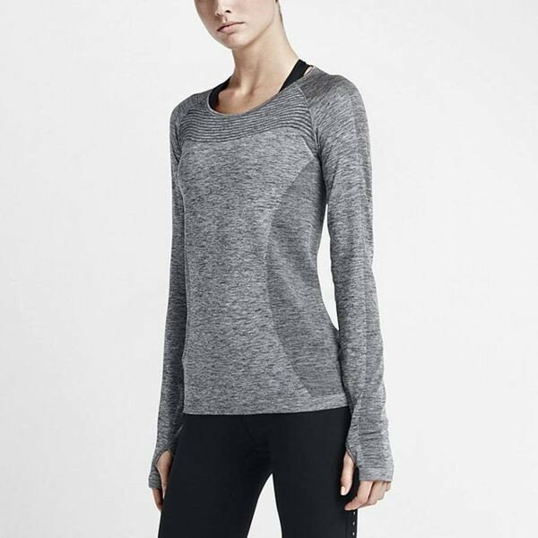 《精選服飾↘市價65折》NIKE DRI-FIT KNIT 女裝 長袖 上衣 慢跑 排汗 透氣 灰 【運動世界】 718583-010