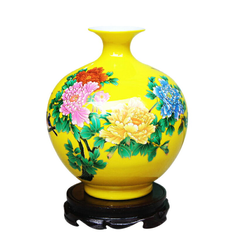 景德鎮陶瓷器石榴花瓶插花器中式家居裝飾客廳電視櫃工藝品擺件