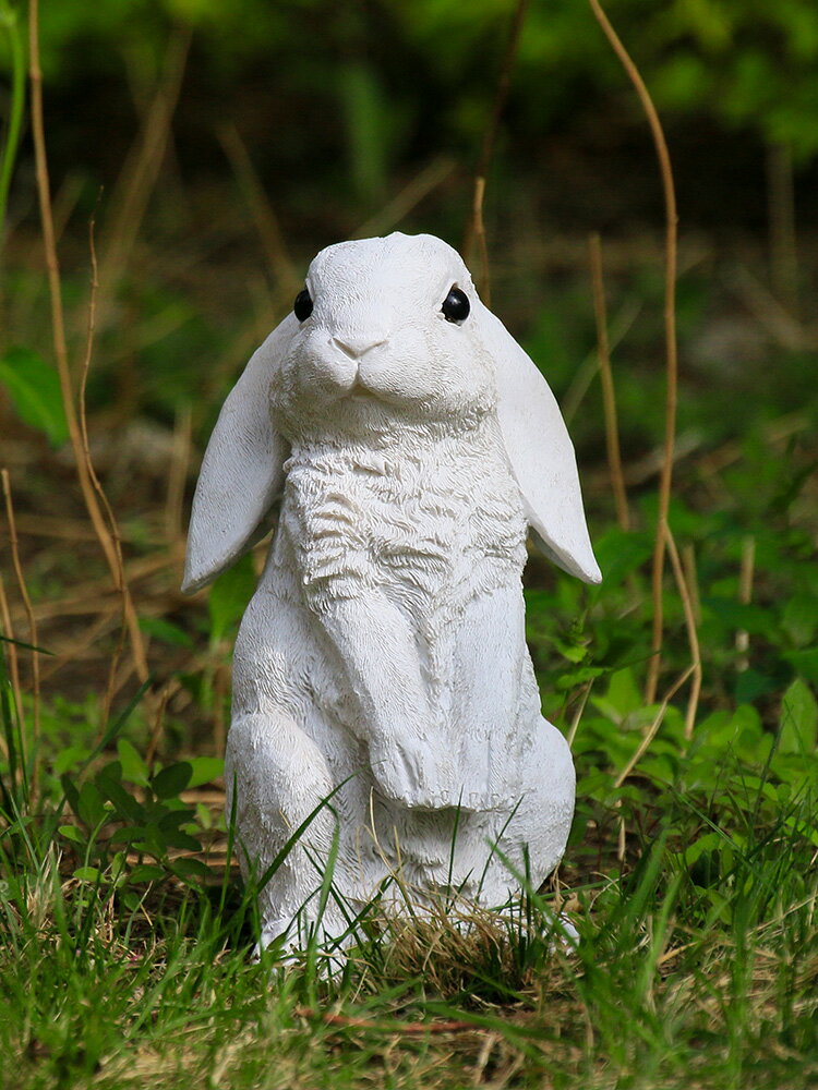 樹脂兔子擺件花園庭院裝飾園藝戶外草坪造景創意可愛仿真動物白色