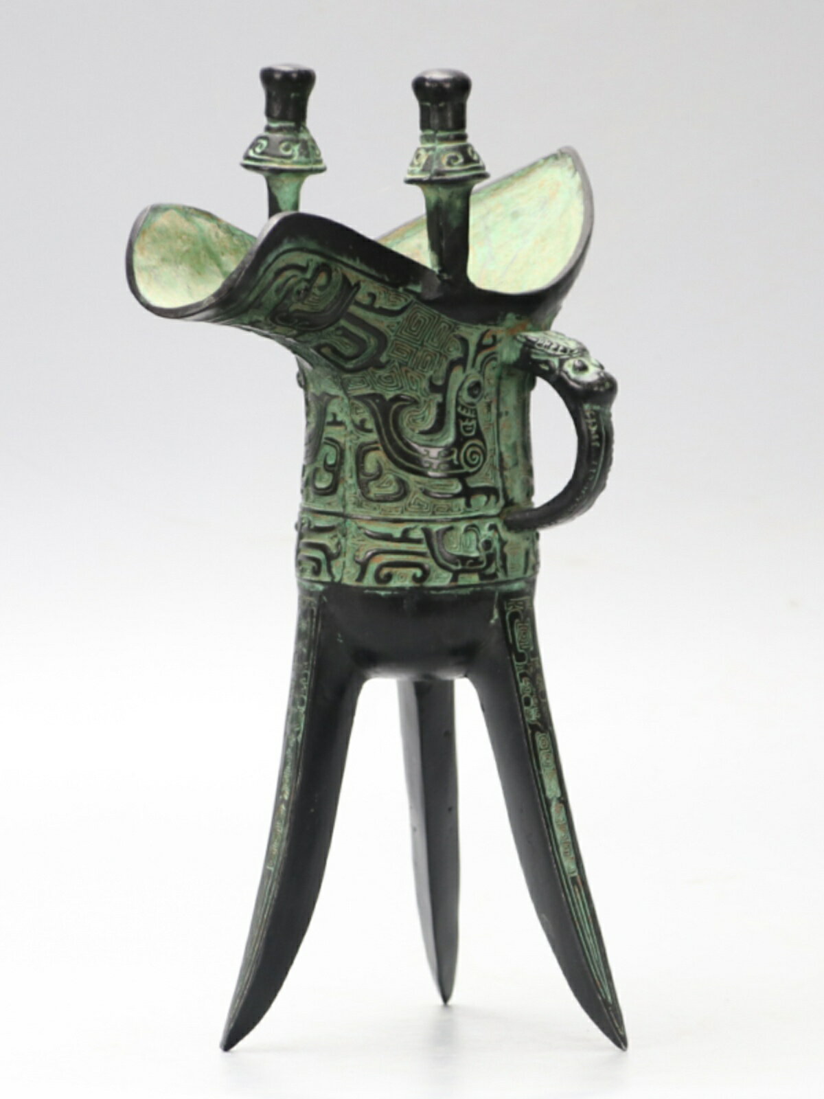 可打統編保固一年}仿古青銅爵杯鳳紋爵小酒杯父辛爵古代帝王杯婚禮漢婚