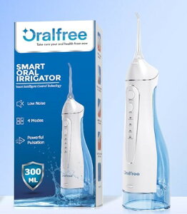 Oralfree 【美國代購】無線牙齒清潔 4 種模式口腔沖洗器 牙套牙線清潔充電便攜 IPX7 防水F5025 白
