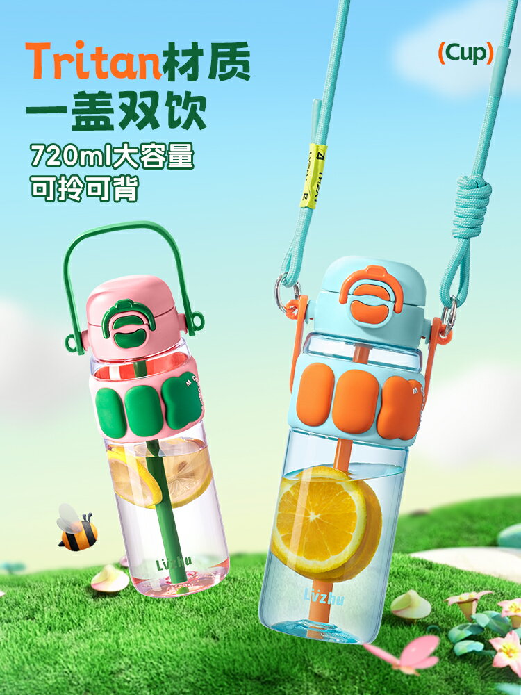 免運·水杯夏天2024新款女高顏值吸管杯子大容量便攜耐高溫tritan隨手杯