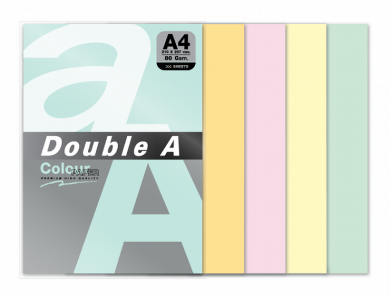 【文具通】Double A 達伯埃 影印紙 A4 80gsm 彩色 共5色各100張 混色包裝 ⛔4大超商取貨 數量限制最多 1包⛔ P1410461