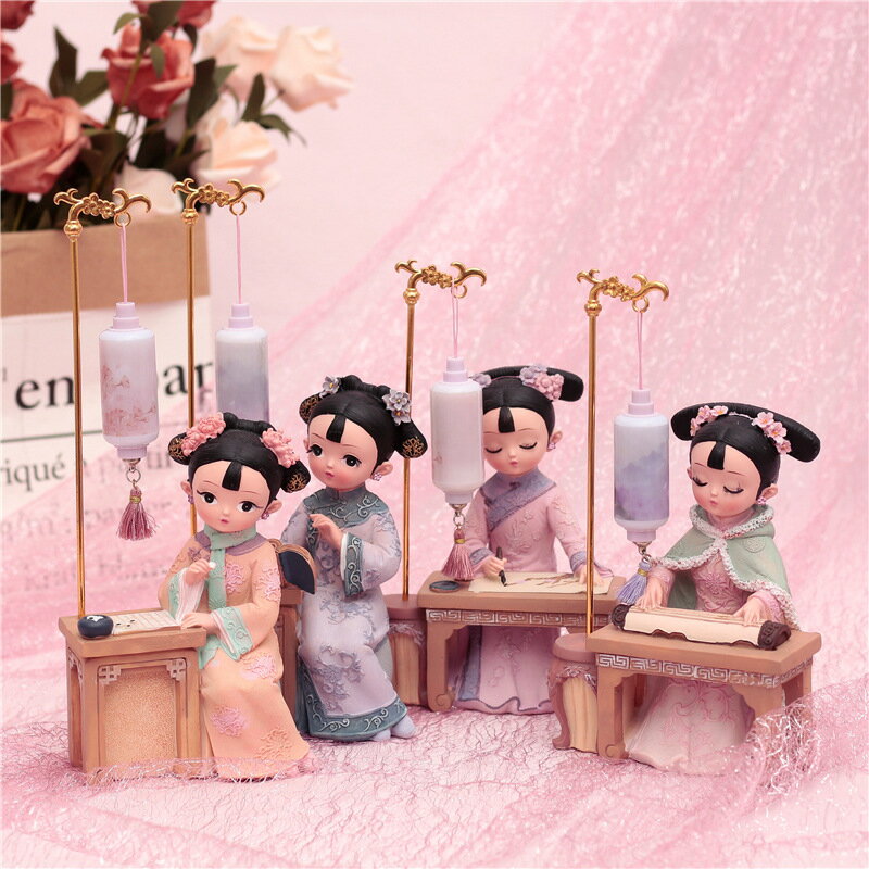 故宮俏格格人偶娃娃古代中國風小禮物北京紀念品手工絹人玩偶擺件