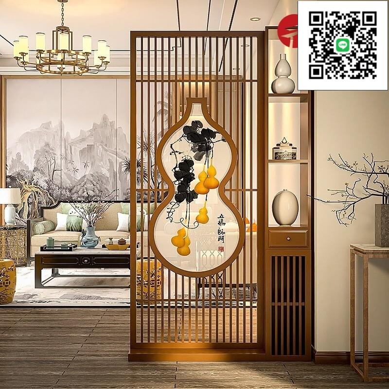 【免運】新中式屏風隔斷 客廳葫蘆入戶門櫃 餐廳玄關實木遮 擋置物架 儲物架 展示架 博古架 收納架 免運