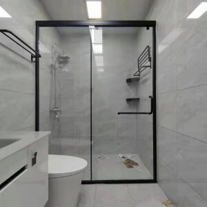 【台灣公司保固】淋浴房一字型衛生間干濕分離隔斷浴室洗澡間玻璃推拉門簡易沐浴屏