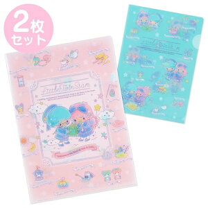 【震撼精品百貨】Little Twin Stars KiKi&LaLa 雙子星~日本Sanrio三麗鷗 雙子星A4資料夾2入組-星空魔法*76470