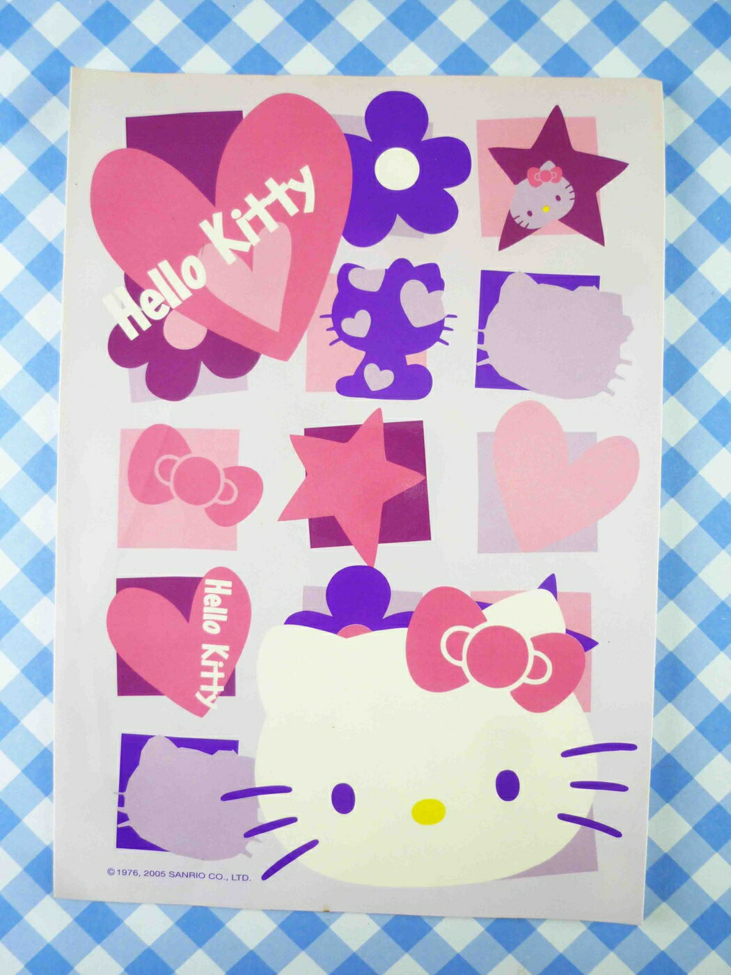 【震撼精品百貨】Hello Kitty 凱蒂貓 貼紙-粉紫愛心 震撼日式精品百貨