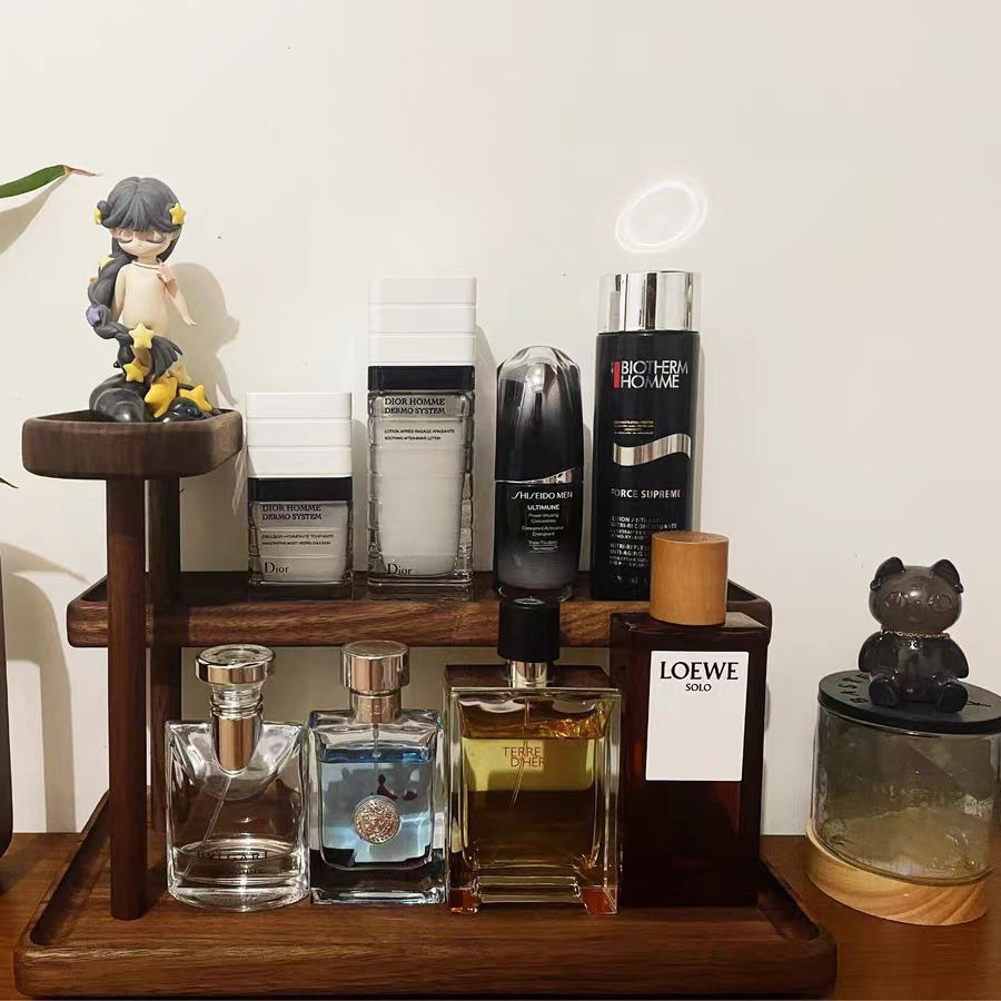 快速出貨 公司貨 胡桃木桌上桌面置物架收納實木杯架展示架咖啡茶具香水香薰置物架