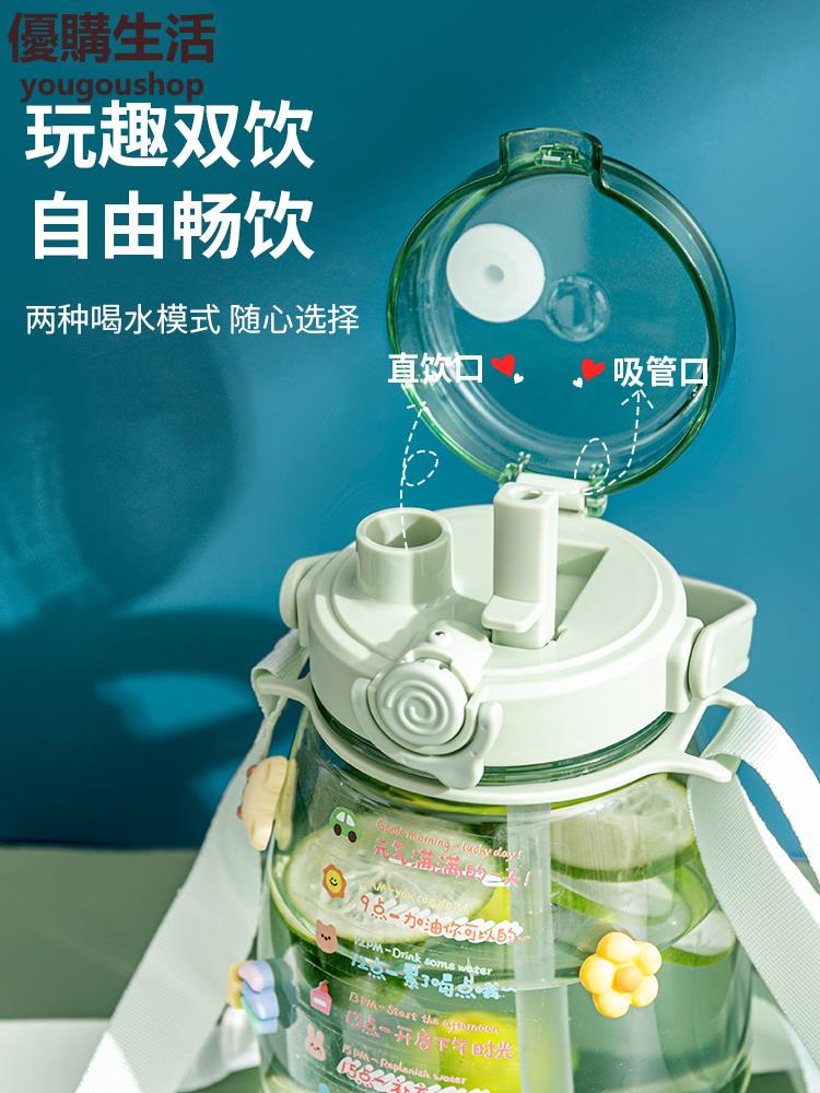 優購生活 網紅高顏值大肚杯女學生便攜耐高溫男吸管水杯大容量夏季水壺防摔運動水壺 水瓶 大容量水壺 大水壺 防摔水壺