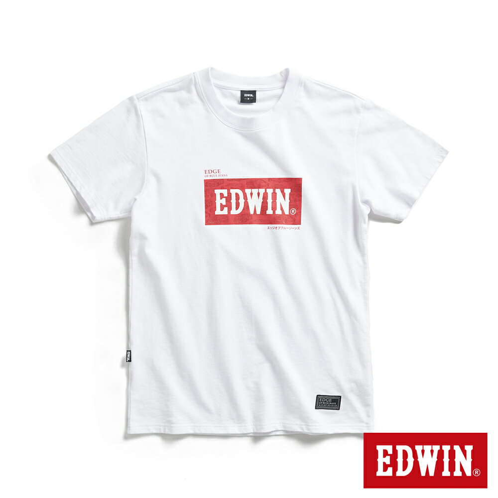 EDWIN EDGE系列 跑車BOX LOGO立體印花短袖T恤-男款 白色