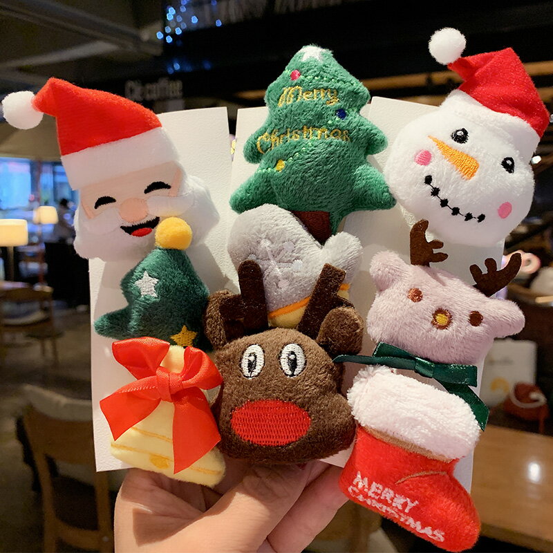 聖誕節卡通毛絨胸針可愛聖誕別針包包裝飾品節日小禮物徽章