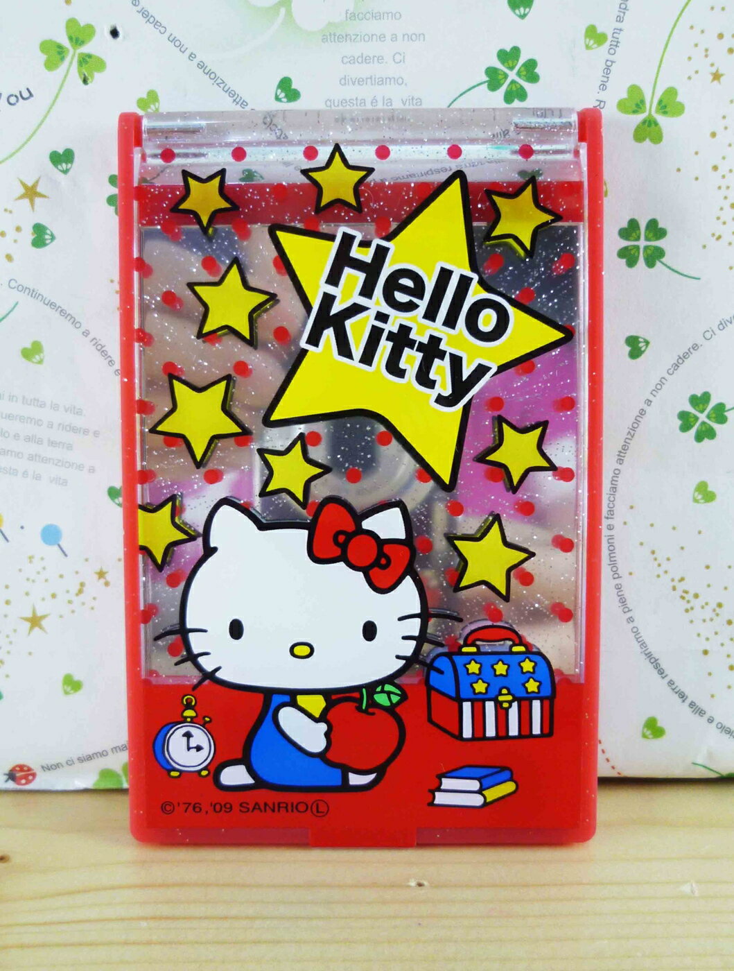 【震撼精品百貨】Hello Kitty 凱蒂貓-摺疊鏡-紅星 震撼日式精品百貨