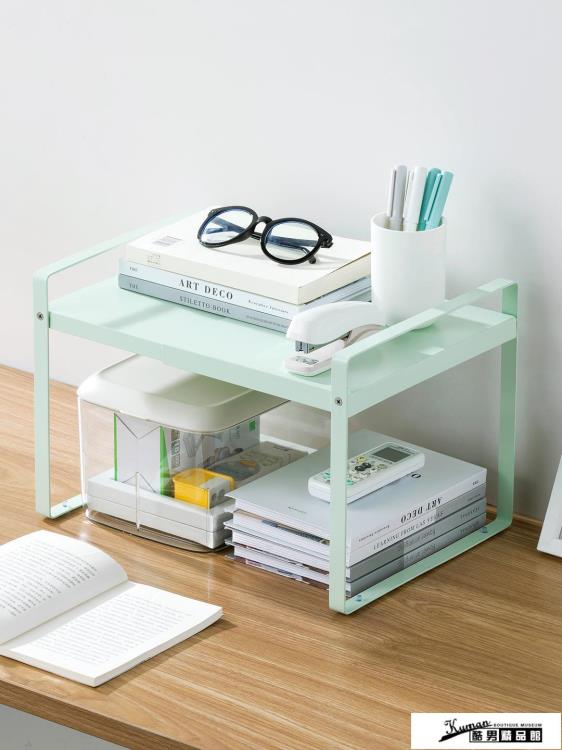全館八折 簡易書架 可伸縮簡易書架置物架辦公室桌面收納架桌上多層書桌整理小架子 閒庭美家