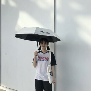 雨傘男女自動折疊晴雨兩用防曬ins簡約定制黑膠遮陽太陽傘情侶傘