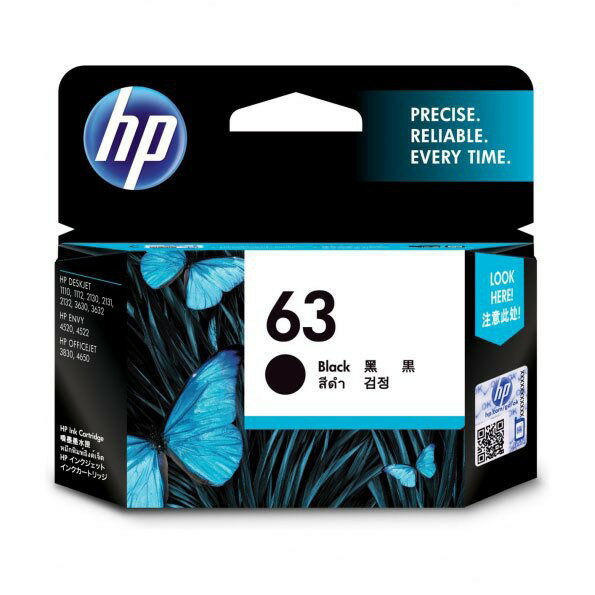 【點數最高3000回饋】HP 63 原廠黑色墨水匣(F6U62AA) for HP OJ 5220/4650/3830