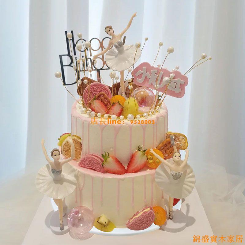 免運 開立發票 公司貨 蛋糕架 蛋糕模型 展示模型 仿真蛋糕模型網紅新款雙層水果小仙女芭蕾舞女孩定制塑膠樣品