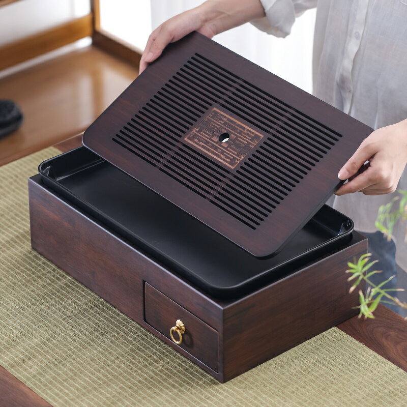 日式干泡大號茶盤多功能收納盒功夫茶具套裝家用簡約托盤茶臺茶海