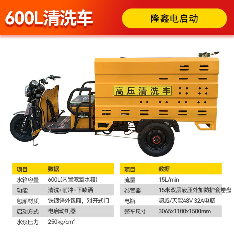 {公司貨 保固一年}電動三輪高壓清洗車小型道路清掃車環衛專用沖洗柴油霧炮灑水車 0