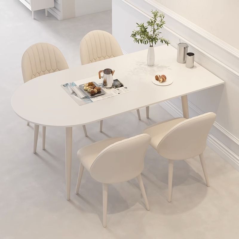輕奢現代簡約奶油風吃飯桌子橢圓形巖板餐桌小戶型家用餐桌椅組合J-68公司貨