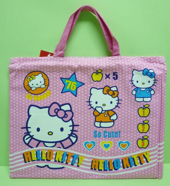 【震撼精品百貨】Hello Kitty 凱蒂貓 手提袋補習袋 粉點點條紋 震撼日式精品百貨