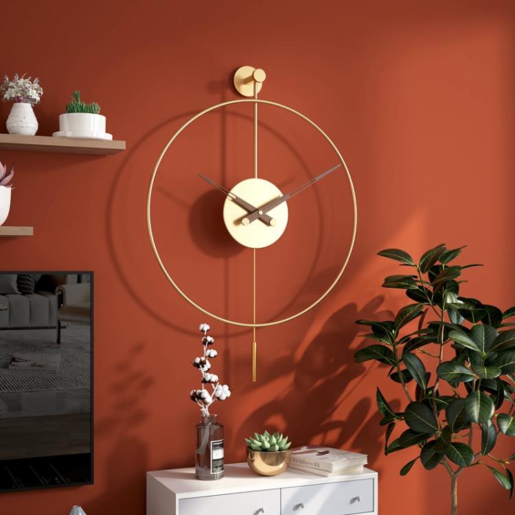 極簡約客廳擺錘掛鐘北歐輕奢現代時尚家用西班牙創意壁掛墻鐘表【青木鋪子】