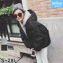 暖暖冬日.素面保暖拉鍊舖棉連帽外套 - shiny藍格子【V2590】★0304 - 0311滿499折50優惠券代碼 9YBE-BVOY-0FWM-N7UU★
