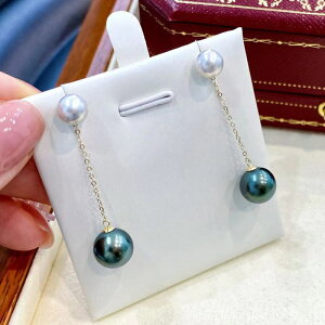 DIY飾品配件 S925純銀可拆分兩戴款珍珠耳釘耳環空托半成品銀托女