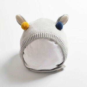 0一1歲嬰兒帽子護耳毛線帽冬季針織男秋季可愛女寶寶春秋薄款秋冬