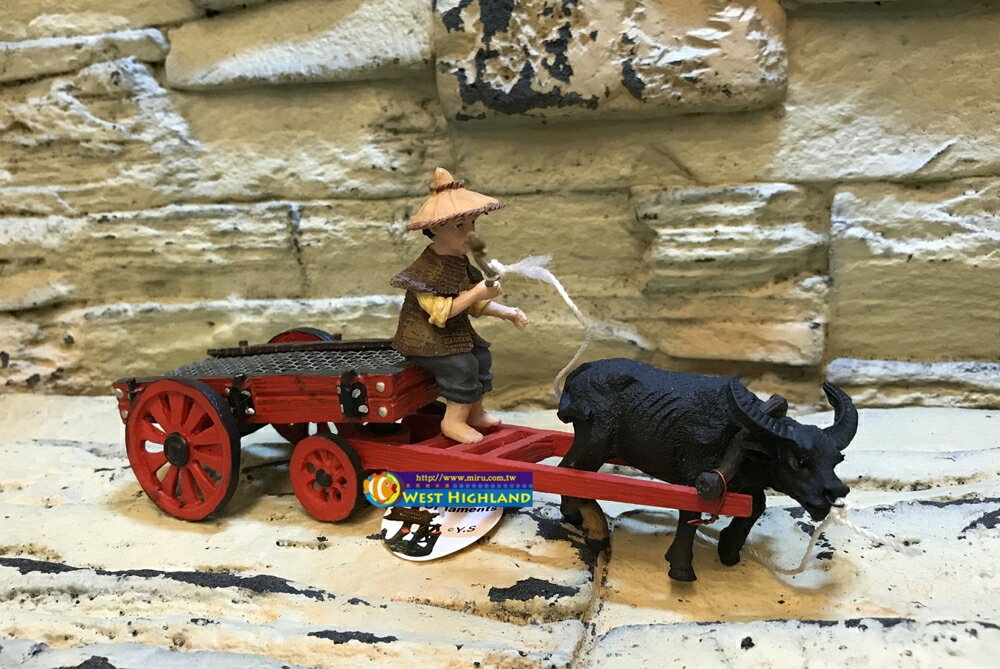 【西高地水族坊】造景擺飾-魚缸擺飾 農夫牛車 水草栽培甕